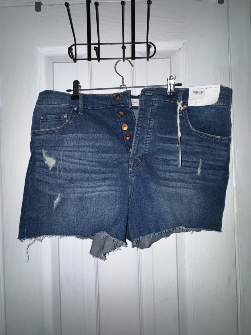 Jessica Simpson Distressed Dark Blue Denim Jean Shorts